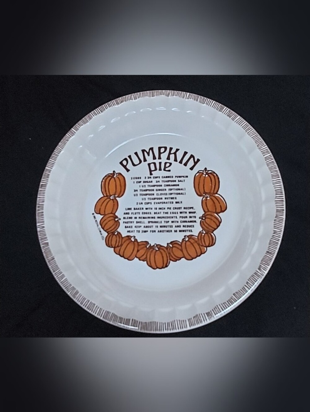 Pumpkin Pie Vintage 1983 Royal China Country Harvest Recipe Baking Dish USA Made